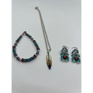 Native American Hand Beaded Necklace Set